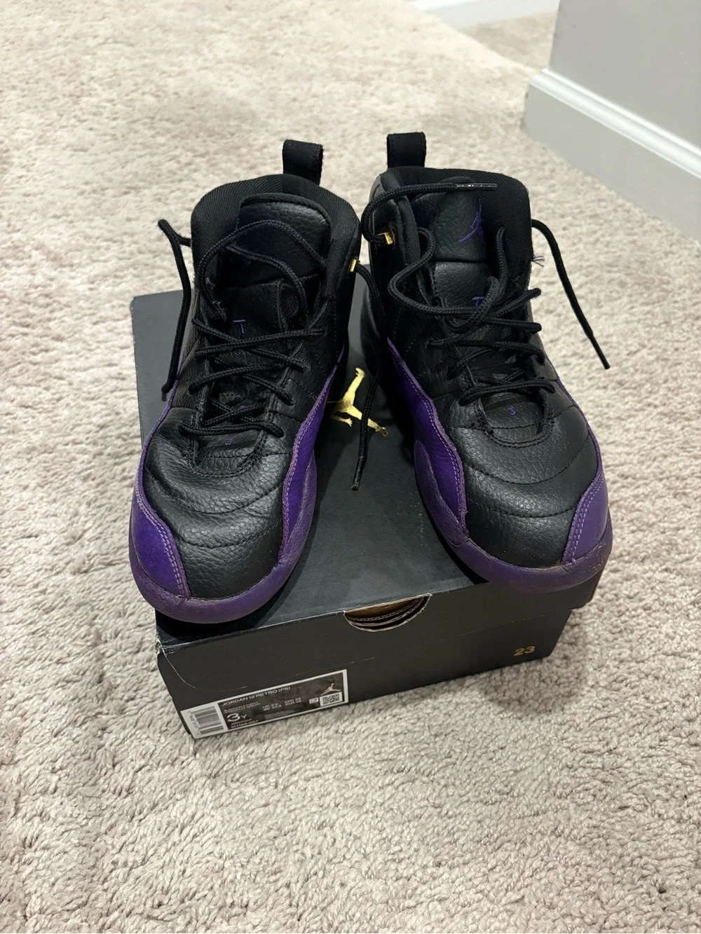 Jordan Kids Black and Purple High-Top Sneakers